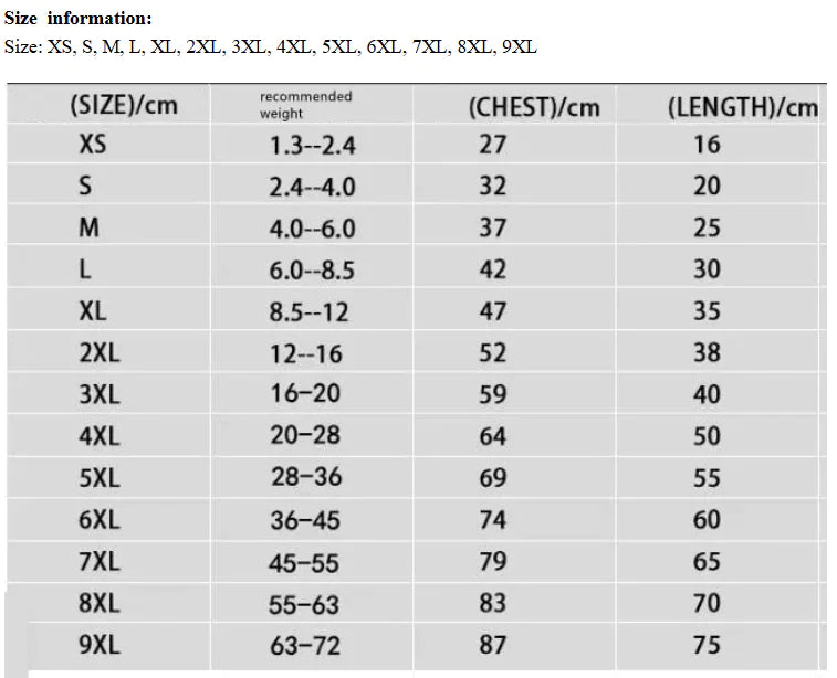 Pet Clothing for Large & Small Dogs