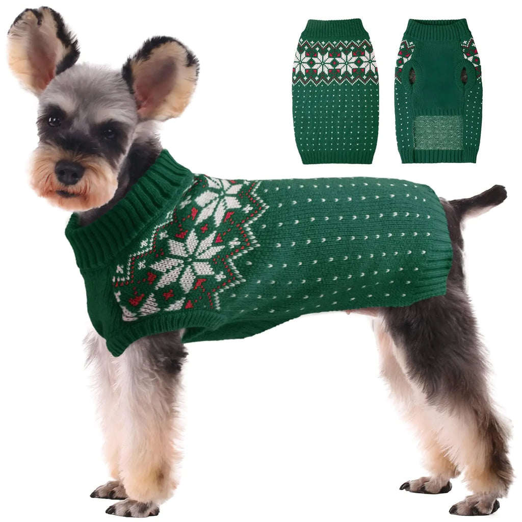 Snowflake Knit Pet Sweater - Comfy Cold Weather Wear