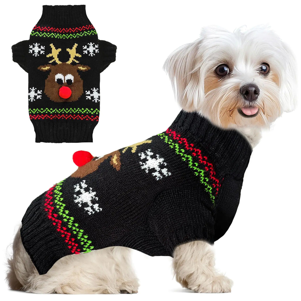 Festive Pet Christmas Sweater with Leash Hole