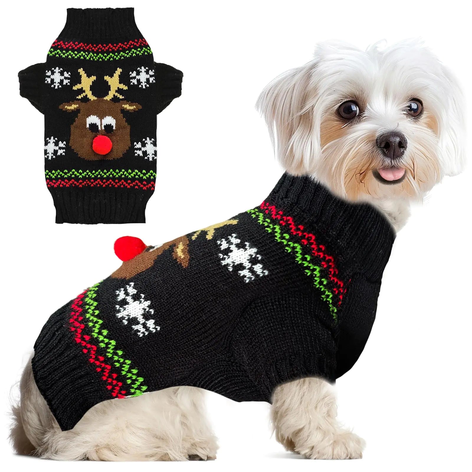 Festive Pet Christmas Sweater with Leash Hole